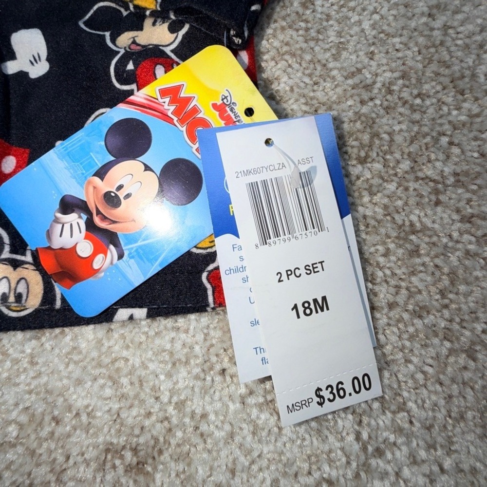 Disney Junior Mickey Mouse Boys 2 Piece Pajama Set Black Red 18M NEW - Picture 5 of 5